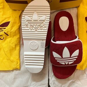 Gucci Red and White Slides